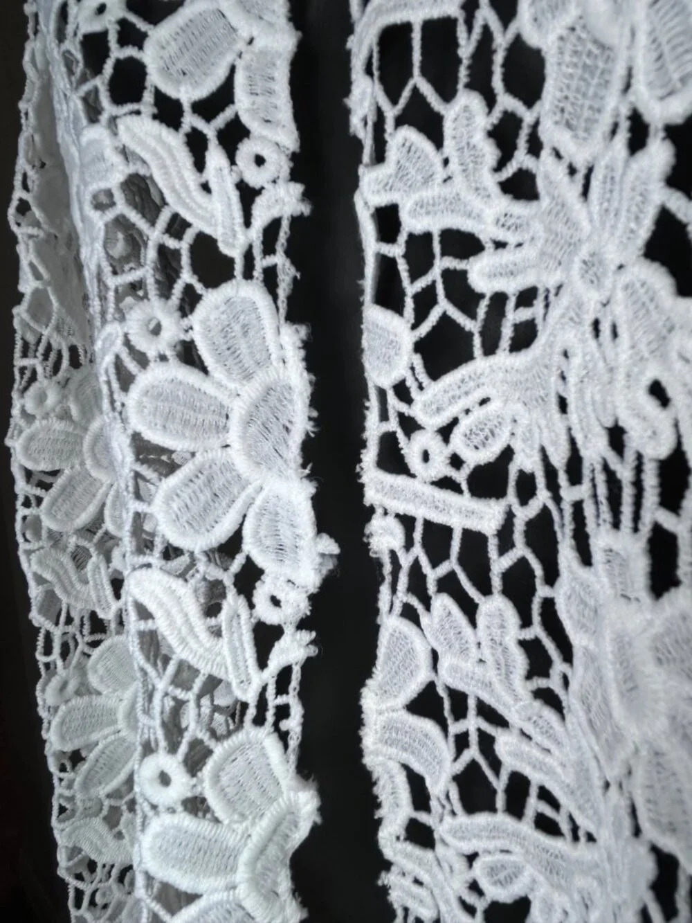 White Floral Crochet Knit Scarf/Sarong/Belt Customizable Styling Cotton Blend